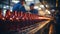 drink factory. drink bottling on a production line in a factory. Selective focus