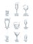 Drink glass. Alcohol concept. Beverage icon set. Line design. Vodka, wine, champagne, whiskey, liquor, beer, tequila, rom, martini