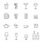 Drink, Glass and bottle vector Line icons.