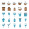 Drink lineal color icon set on white background