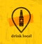 Drink Local Craft Beer Creative Banner Concept On Rough Background. Beverage Vector Design Element