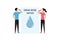 Drink more water. Fitness man and woman drink from a sports bottle after a workout. World Water Day web banner illustration.