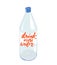 Drink more water - lettering on bottle. Motivational quote about importance of staying hydrated.