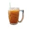 Drink orange iced tea in a glass cup