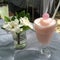 Drink Strawberry Rosewater Milk Shake smoothies in the cafe with blur boken background