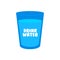 Drink Water text inside the Blue Glass