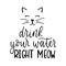 Drink your water right meow card with lettering