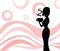 Drinkig woman silhouette in pink background
