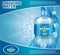 Drinking cooler water ad vector realistic illustration