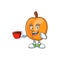Drinking in cup apricot cute fruit cartoon character style
