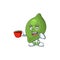 Drinking in cup lime fresh cute for cartoon mascot