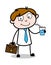 Drinking Energy Drink - Office Businessman Employee Cartoon Vector Illustration