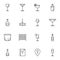 Drinking glass line icons set