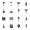 Drinking glass vector icons set