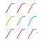 Drinking plastic straw icon, color set