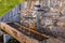 Drinking water fountain in vintage town Murren in highland Switzerland