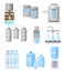 Drinking Water Production and Purification with Extraction, Treatment and Bottling Vector Illustration Set