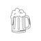 Drinks beer mug glass with foam alcohol line style icon