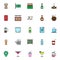 Drinks and beverages filled outline icons set