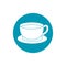 Drinks coffee cup in dish fresh blue block style icon