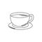 Drinks coffee cup in dish fresh line style icon