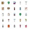 Drinks filled outline icons set