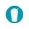 Drinks frappe for takeaway cold with straw blue block style icon