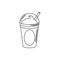 Drinks frappe for takeaway cold with straw line style icon