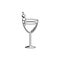 Drinks glass cocktail with olives in stick line style icon
