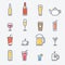 Drinks Icons Set. Trendy Thin Line Design with Flat Elements.