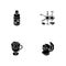 Drinks and ingredients black glyph icons set on white space