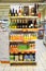 Drinks shelves in an Italian clean supermarket, indoors