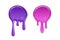 Drip paint spot 3D set isolated white background. Pink, violet ink splash. Splatter stain texture. Dribble down design