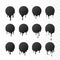 Dripping black circles. Dripping liquid. Liquid drops of ink. Vector illustration isolated on transparent background