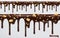 Dripping chocolate with peanut nuts. Melt drip. 3d vector, seamless pattern