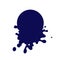 Dripping circle dark blue icon. Liquid paint flows. Melted logo. Current paint, stains. Mockup of blank. Template ink round blot.