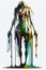 Dripping Colorful Paint Across Woman Body - Generative AI