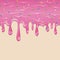 Dripping delicious pink doughnut vector seamless glaze