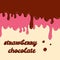 Dripping donut glaze background. Strawberry and chocolate liquid sweet flow, tasty dessert topping with colorful