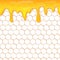 Dripping honey seamlessly repeatable. Honey splash dripping sweet drops from bee honeycomb poster for beekeeping honey