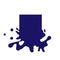 Dripping square dark blue icon. Liquid paint flows. Melted logo. Current paint, stains. Mockup of blank. Template ink blot. Vector