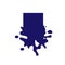 Dripping square dark blue icon. Liquid paint flows. Melted logo. Current paint, stains. Mockup of blank. Template ink blot. Vector