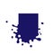 Dripping square dark blue icon. Liquid paint flows. Melted logo. Current paint, stains. Mockup of blank. Template ink blot. Vector