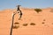 Dripping tap and desert environment in the background