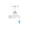Dripping water tap flat design vector illustration. Vector dark grey icon isolated on white background. Save water earth resources