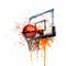 Drippy Paint Splatter Watercolor Illustration Of Basketball Rebound