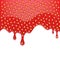 Drips of strawberry jam on white background.