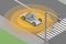 Drive in automatic driving mode. Recognize pedestrians. The car stops. The traffic light is red so it stops