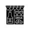 Drive through liquor store black glyph icon