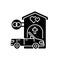 Drive through marriage chapel black glyph icon